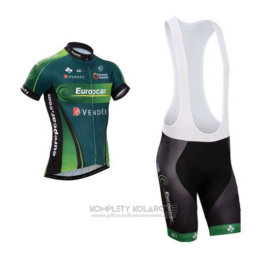 2014 Odziez Rowerowa Europcar Zielony Krotkie Rekawy i Rowerowe Szelkach